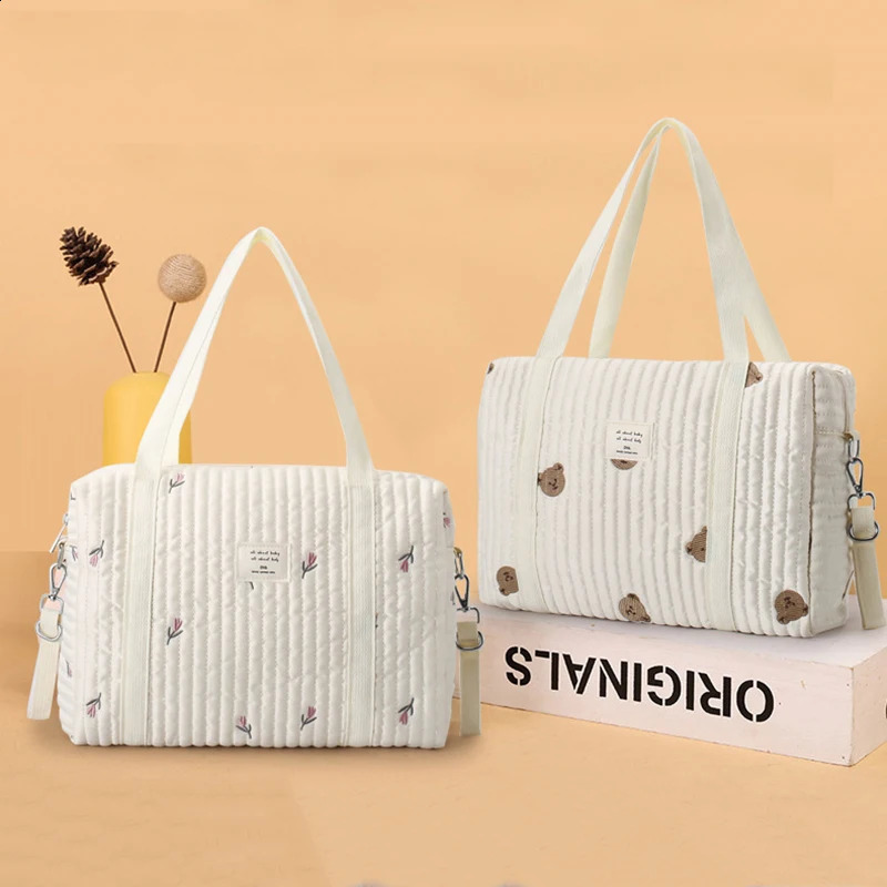Korean Style Maternity Bag for Baby Diaper Mommy Bag Quilted Nappy Maternity Packs Toiletry Labour Luggage Bag Mom Travel Tote 250319