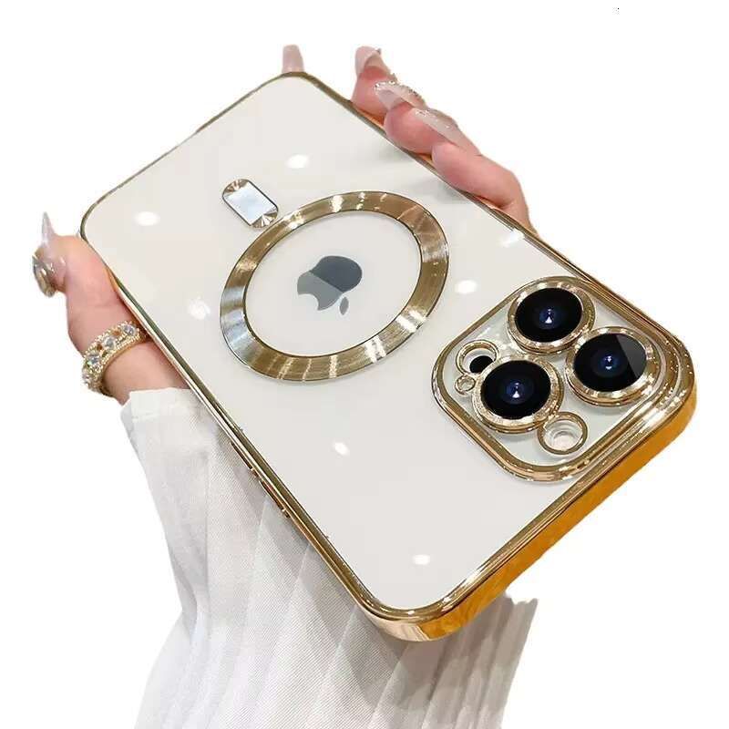 For 16PROMAX Electroplated Transparent Wireless Charging Magnetic Suction Tail Phone case iphone 14promax Silicone Soft 15