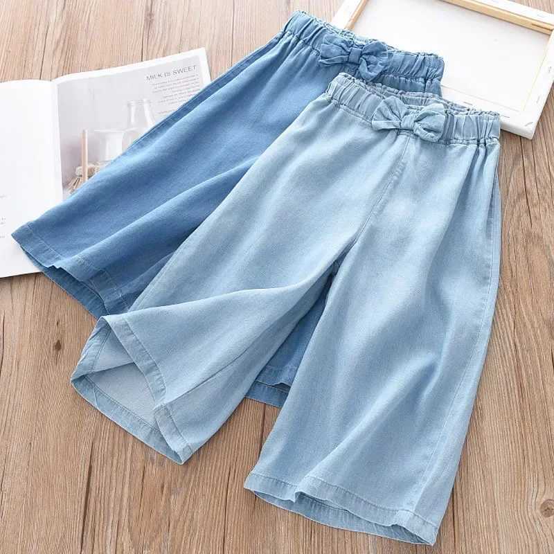 New fashion childrens wide leg pants summer casual thin chiffon cutting Trouser teenage girls clothing 2 4 6 8 10 yearsT250318