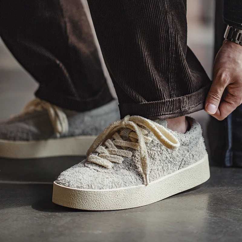 Madens New Vintage Genuine Leather Height-increasing German Trainer Shoes Thick Soles Lace-up Mens Shoes Casual Sneakers Y250318