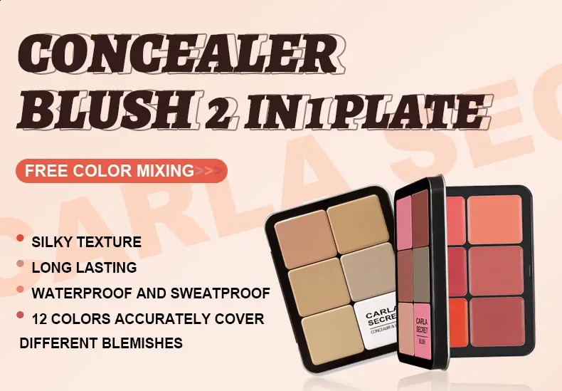 12 Colors Concealer Multi-Purpose Makeup Not Stuck Powder Contour and Highlighter Palette Bronzer Cream Palette 250314