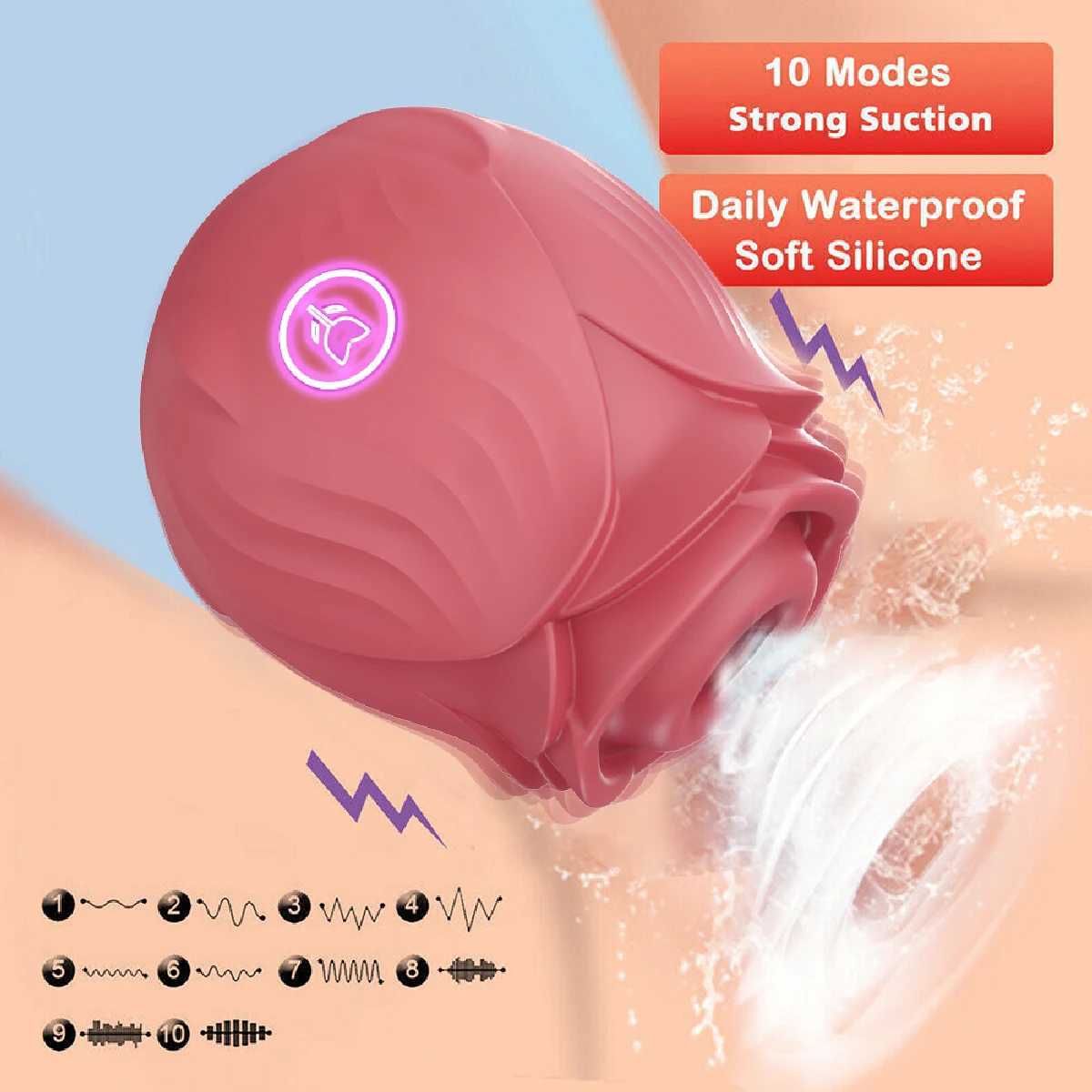 Sex toy rose dildo vibrator adult toy suction vibration female clitoris suction cup stimulator G-spot couple sex game W250319