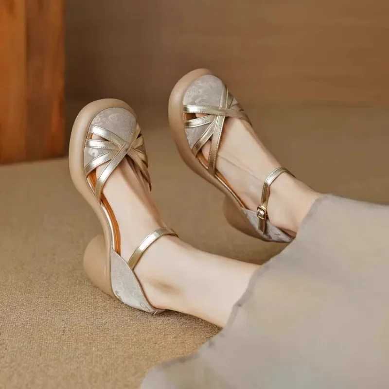 High Heel Square Heel Modern Sandals Buckle Strap Adult Female Shoes Sale 2024 Fi Solid Shallow Ccise Womens SandalsXJ250319