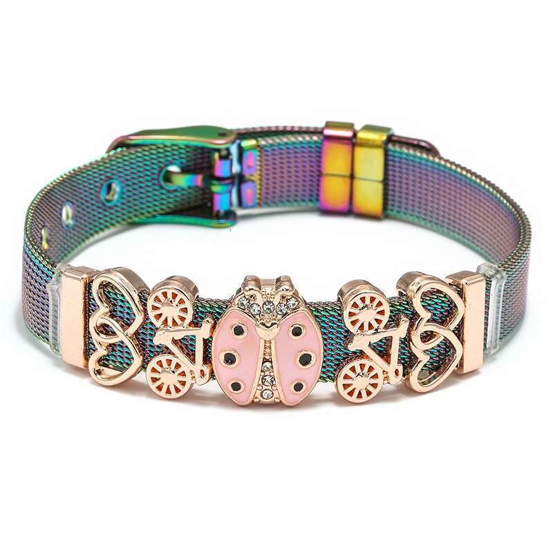 2024 Spring New Stainless Steel Mesh Bracelet for Women Slide DIY Charms Bracelets Bangles Lover Colorful Jewelry Gifts 2021 New