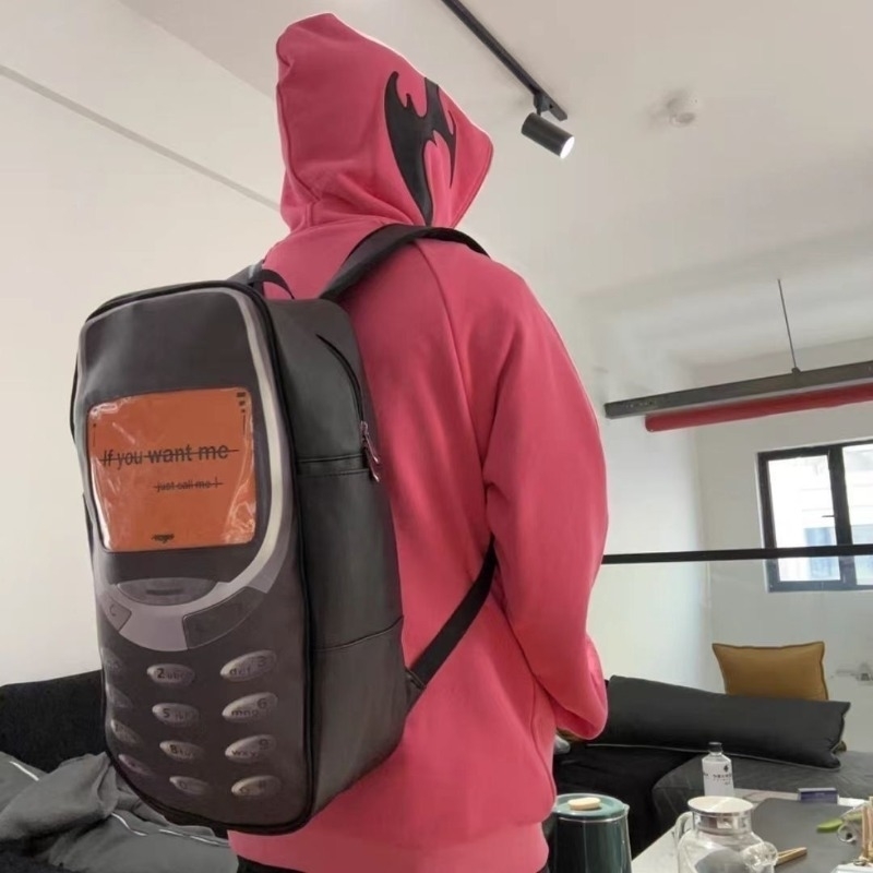 2025 Personality Vintage Telephone Bags Y2k Aesthetic Streetwear Women Students Schoolbags High-capacity Funny Ins Backpacks Men 250318