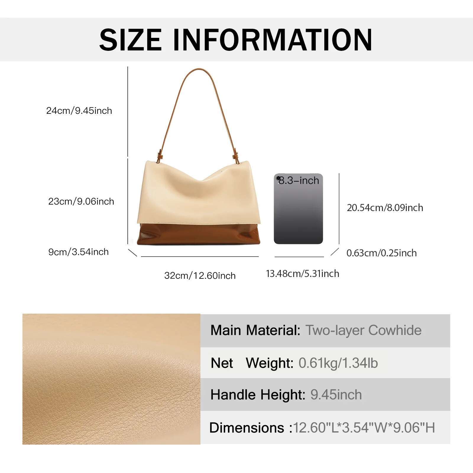 ITAMOOD Genuine Textured Leather Shoulder Versatile Daily Commuter Handbag Vintage Original Women's Tote Bag