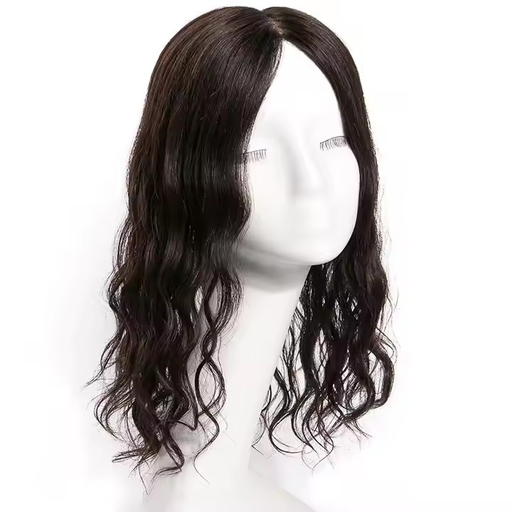 Natural Human Hair Toupee Base Topper Cuticle Remy Hair Ready to Ship New Style Popular Unprocessed Cheap wavy Curly brazilian Silk for Women 15x16cm