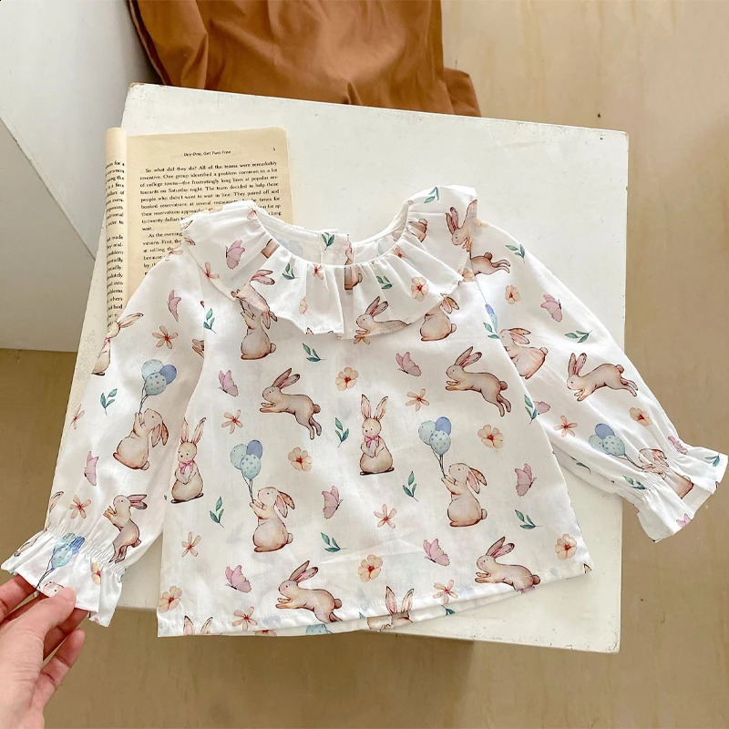 baby clothing for autumn suitable girls fashionable and versatile rabbit print top 250319