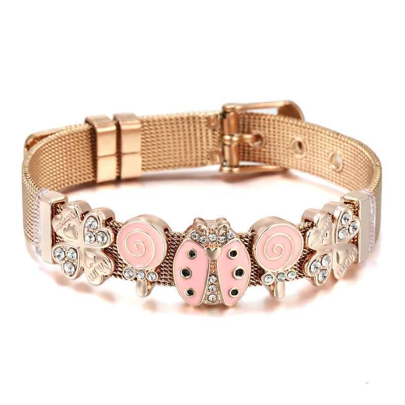 New Fashion 10mm Lollipop Beads Stainless Steel Mesh Bracelets DIY Charm Keeper Bracelets Bangle For Women Men Jewelry Gift