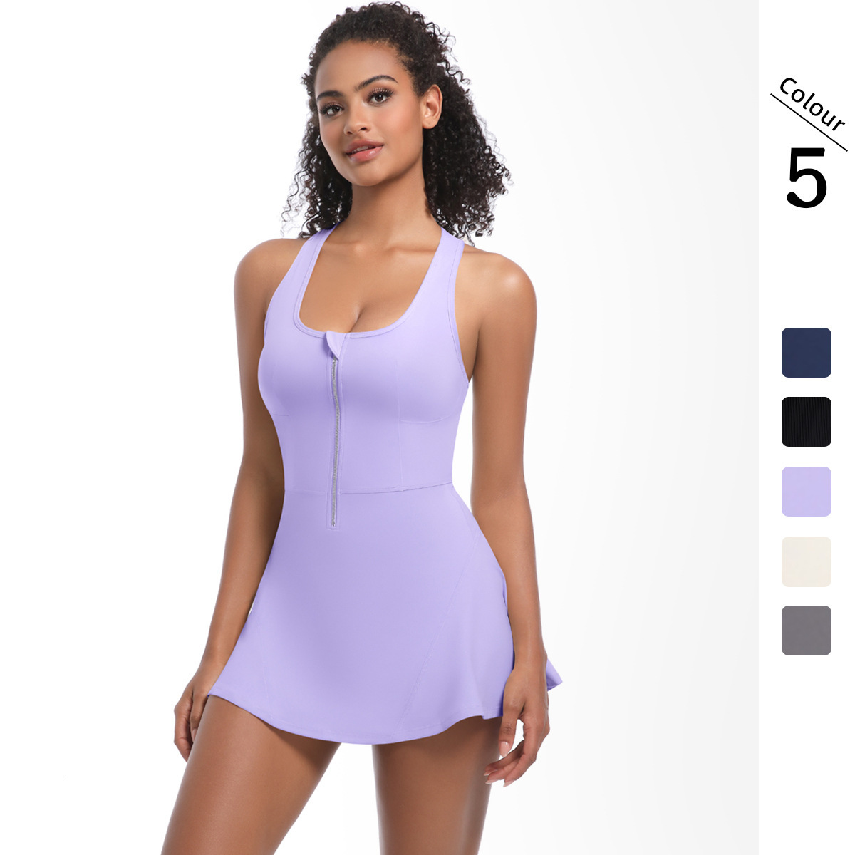 New tracksuit nude anti glare base sports dress, outdoor running jumpsuit, fitness yoga tennis skirt leggings
