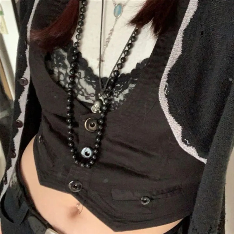 2023 Womens Dress Waist Coat Checkered Tank Top Autumn Evening Set Retro Steampunk Jacquard Jacket Punk Style Corset 250319