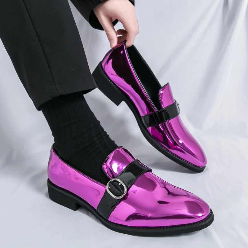 Womens Purple Mens Formal Shoes Plus Size 48 Designer Bright Patent Leather Shoes for Men Party Dress Wedding Shoes Man OxfordXJ250319