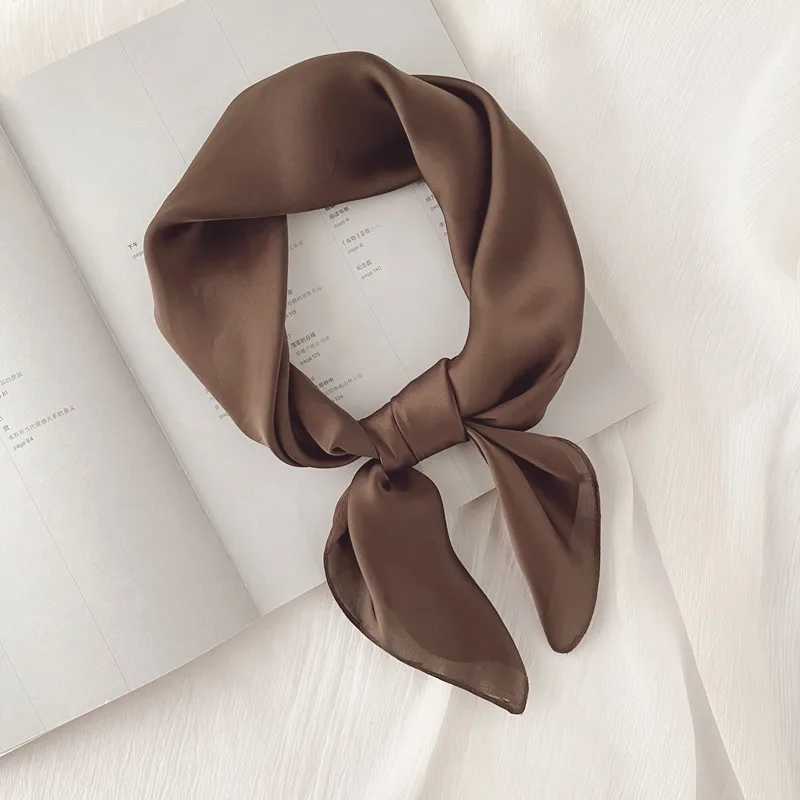 Luxury Solid 70*70cm Silk Square Scarf Wen Soft Satin Hairband Neckerchief Tie Fem band Foard Bag Ribbon Gift X250319