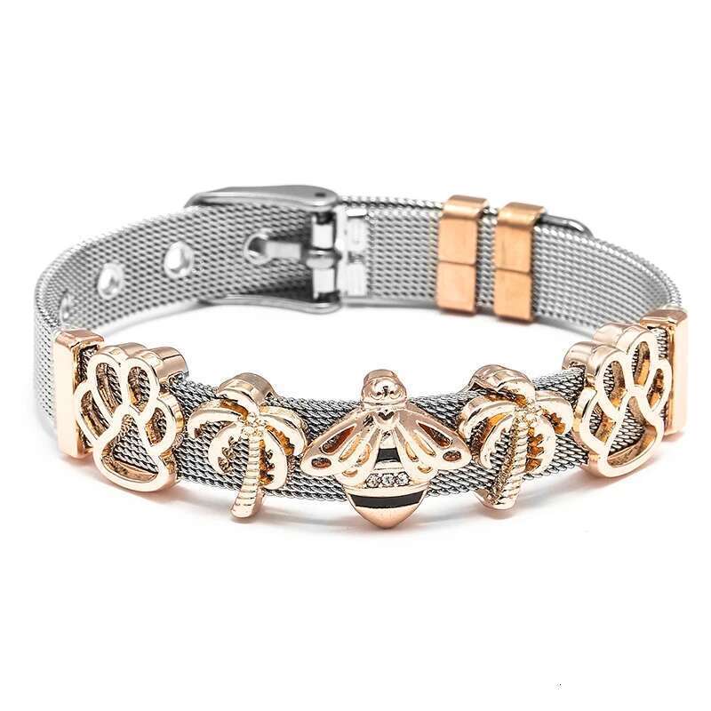 10mm Stainless Steel Mesh Bracelets Original Bees Dog Paw Beads Charm Keeper Bracelets Bangles For Women Fashion Jewelry Gift