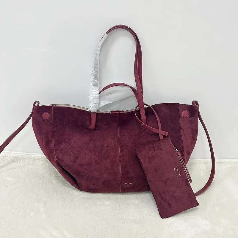 Designer Suede Leather Solid Color Vintage Handbag Large Capacity Versatile Simple Design Women's Crossbody Bag