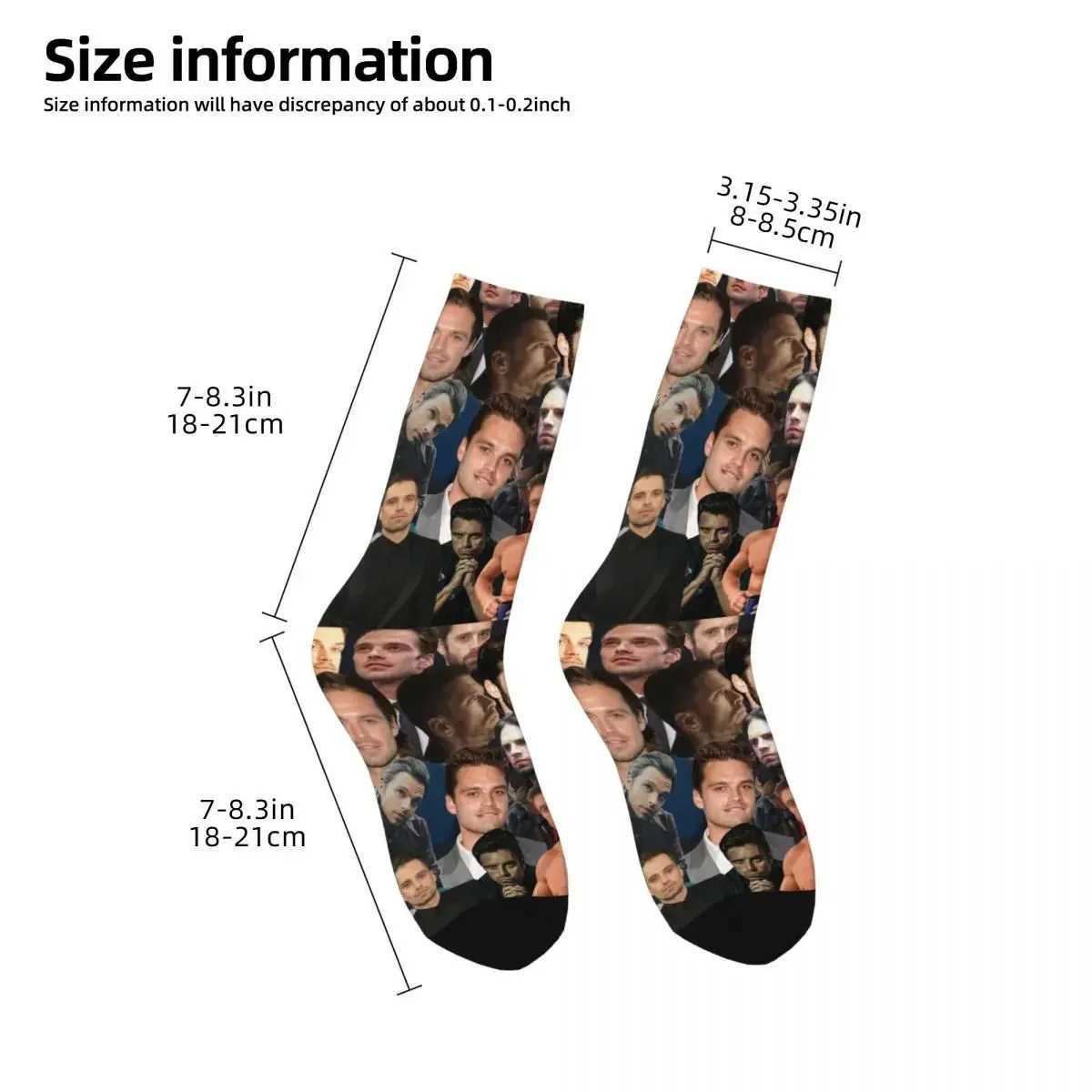 Sebastian Stan Photo Collage Socks Sweat Absorbing Stockings All Season Long Socks Accessories for Mans Womans Gifts X250319