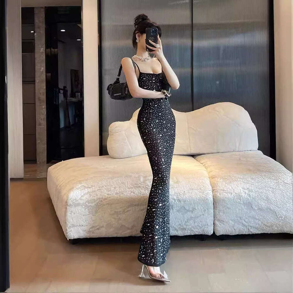 High End Women's Hot Stamping Suspender Dress, Sexy, Light Luxury, Niche Banquet, Birthday, Sexy Dress