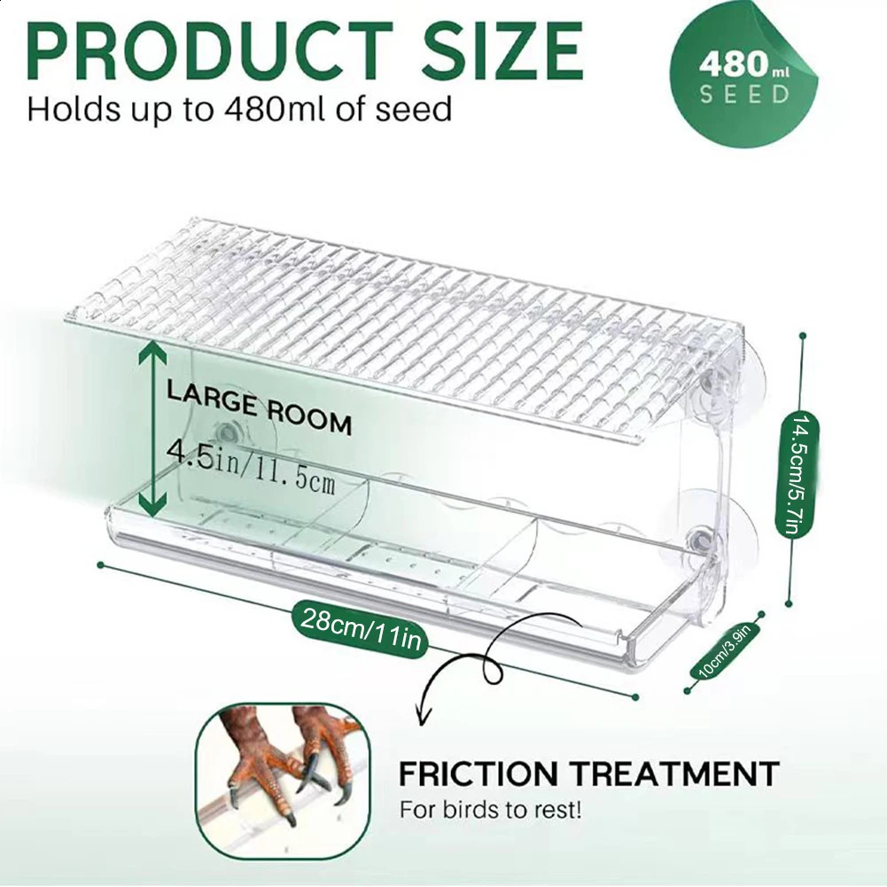 Clear feeders with powerful suction cups transparent detachable bird food for outdoor gardens and courtyards 250318