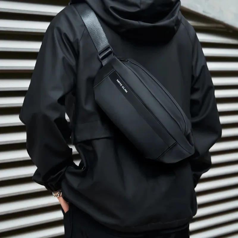 Waterproof luggage solid mens cross body bag daily mobile shoulder bag travel sports sling bag trend mens Fanny bag 250317