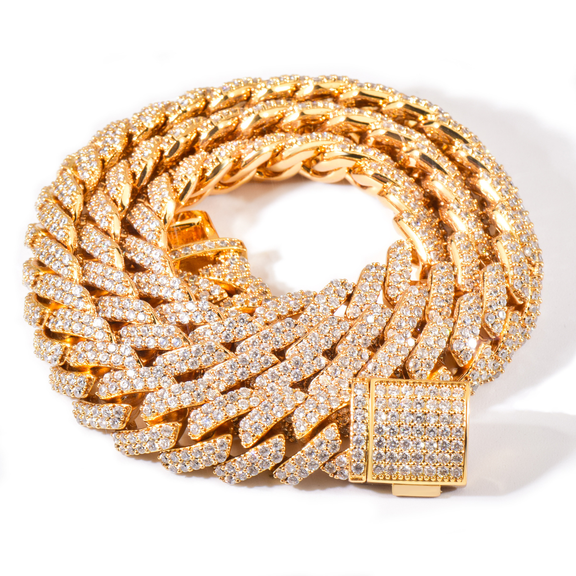 Wholesale 12MM Moissanite k Chain Necklace Hip Hop Style Iced Out Vvs Dia Sier Cuban Bracelet Fine Jewelry