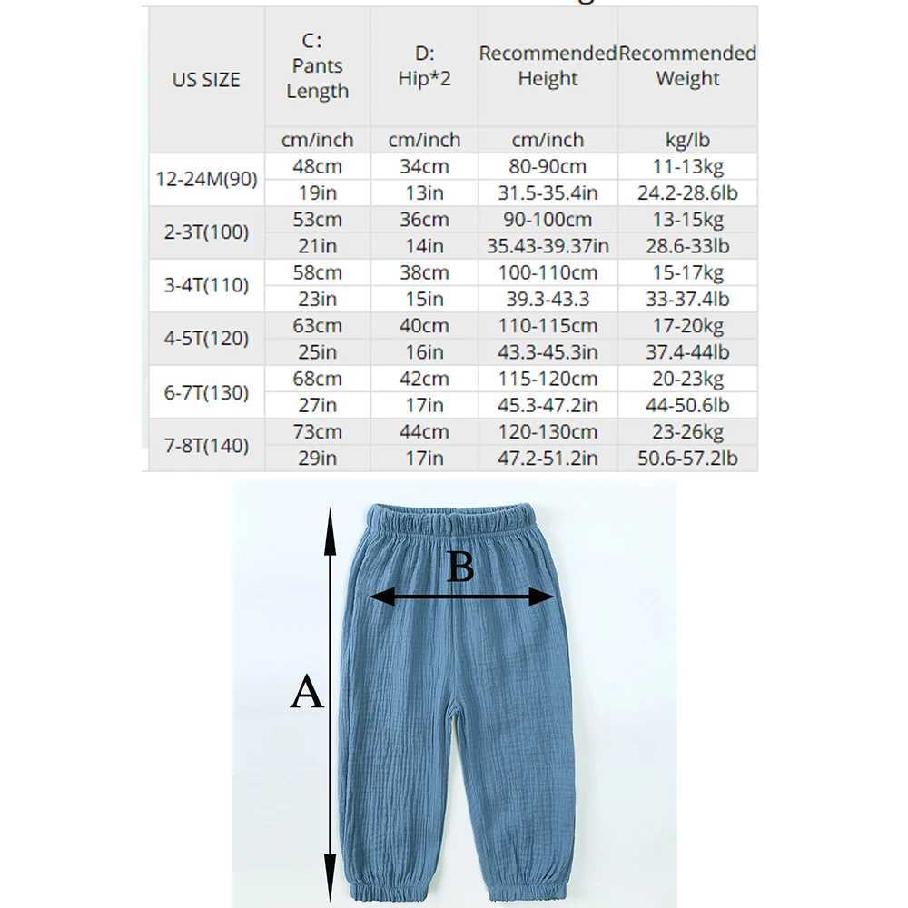 2025 Childrens Summer Cool Pants Pure Cotton Linen Elastic Clothing for Boys and Girls 12M-8T Korean Casual Trouser Youth PantsT250318