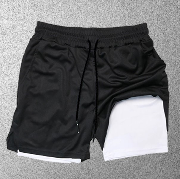 Men's Shorts Sports Men 2 In 1 Double-Deck Summer Fitness Sweatpants Joggin Elastic Woven Training G Running