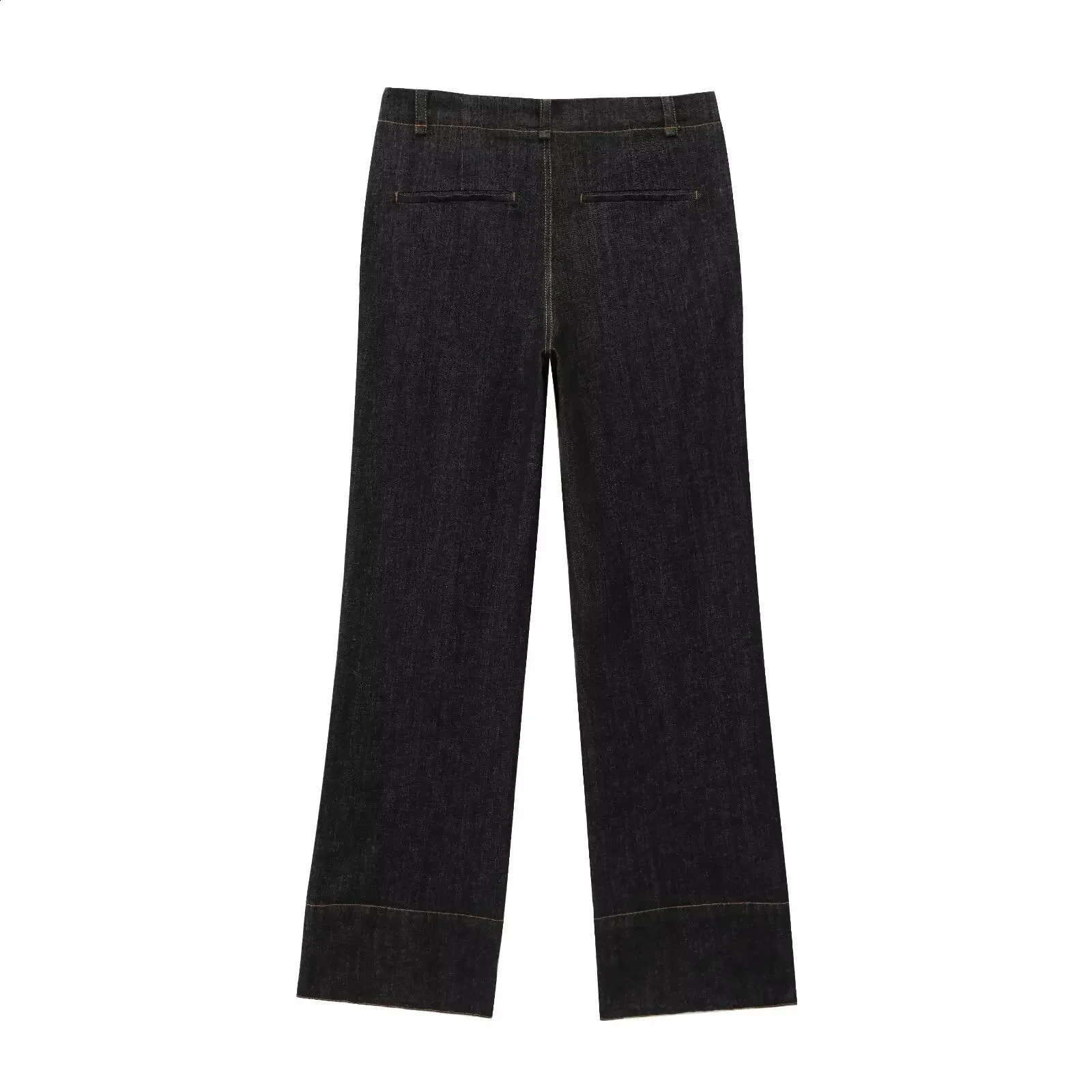 Trafshe denim womens twopiece jacketwide leg pants set elegant Trouser 2300576 250319