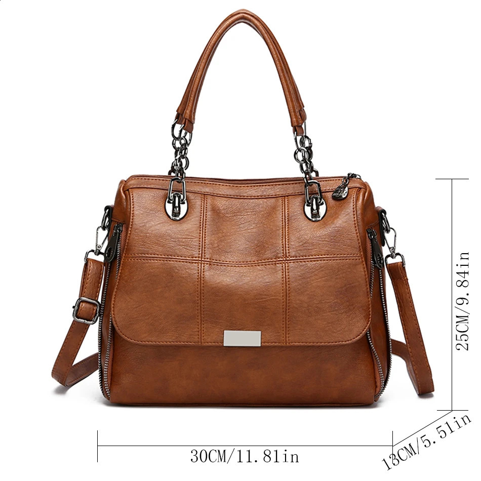 Solid color womens handbag shoulder cross body bag large capacity PU leather casual 250317