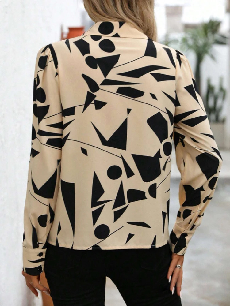 Womens spring and summer fully printed button up front shirt womens fashionable casual top for all seasons 250319
