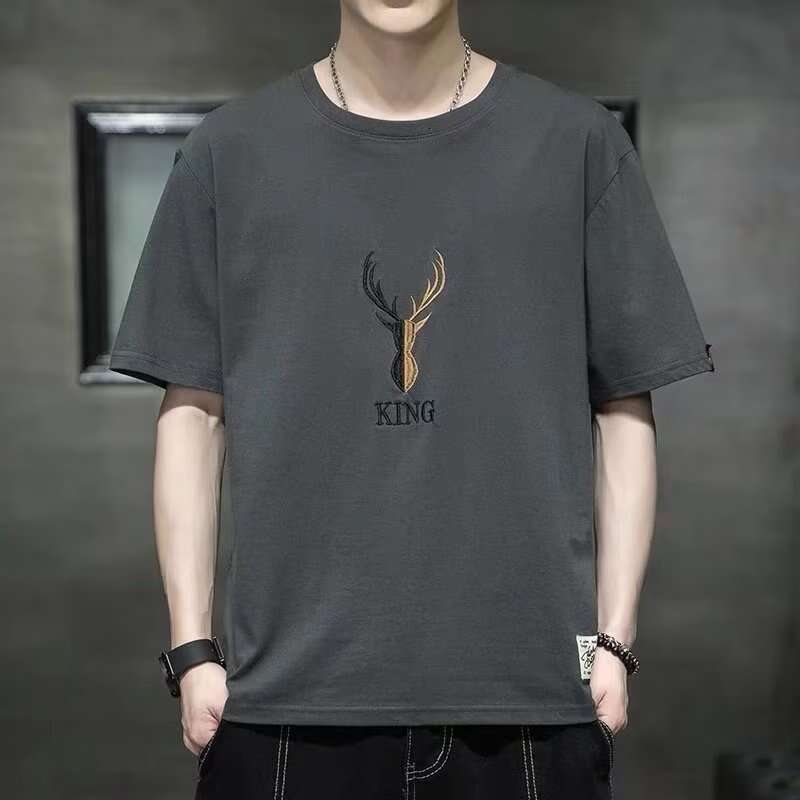 Short T-shirt trendy brand gradient smiling face, half sleeved versatile t-shirt for men's thin summer clothing