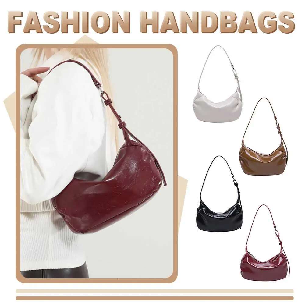 Women PU Shoulder Fashion Underarm Large Capacity Chic Hobo Solid Color Simple Carrying Top Handle Bag