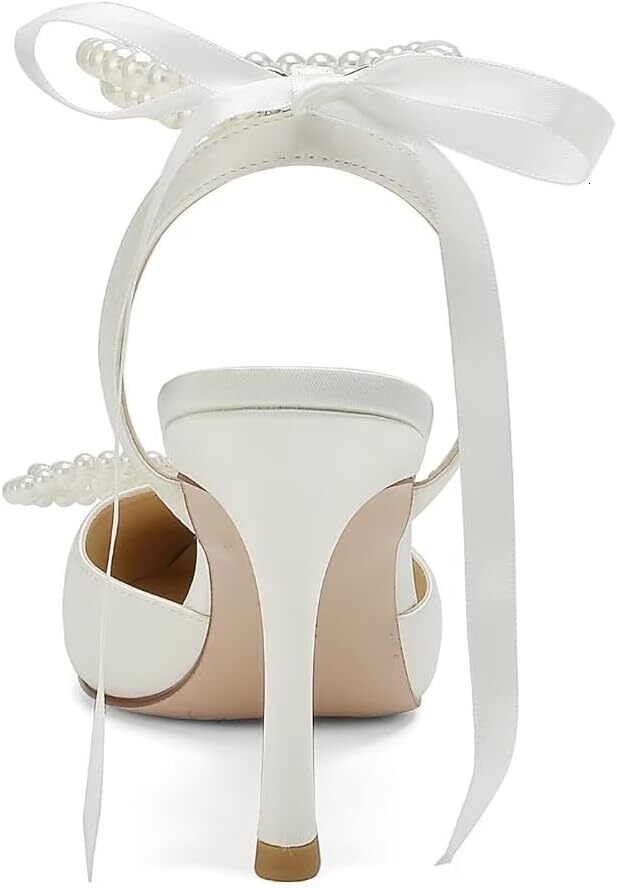 2025 New Designer sandals Pearl Wedding Shoes Bridal High Heels Bridal Shoes Closed Toed Wedding High Heels