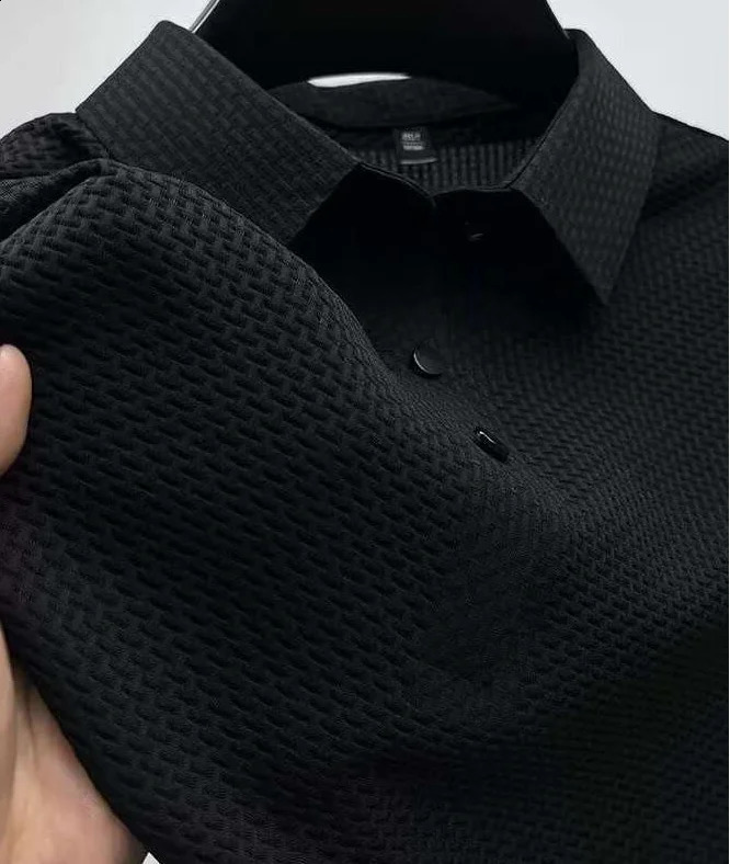 mens short sleeved T-shirt for summer cool and breathable polo shirt business and casual sweat absorbing top 250317