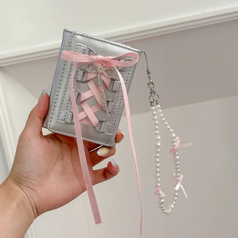 Womens silver sweet wallet Y2k shoulder strap original fashionable short coin wallet Korean casual cute wallet 250318