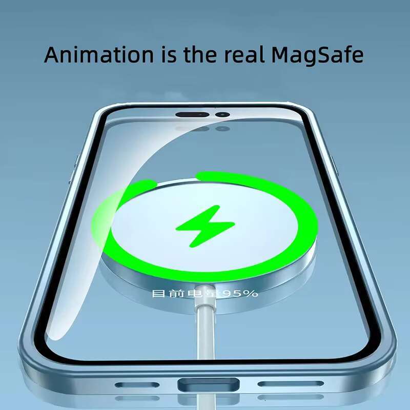 Aluminum Alloy Magnetic Wireless Charging Phone Case for iPhone 16 15 Pro Max Desert Titanium Shockproof Metal Frame Cover