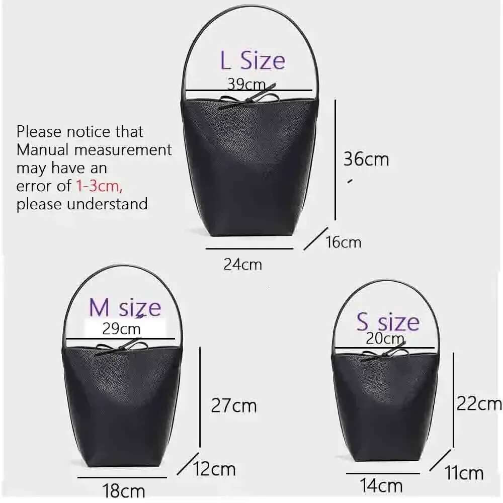 Soft Cowhdie Minimalism Women Bucket Elegant French Style Lady Large Tote Thick Real Leather Bag