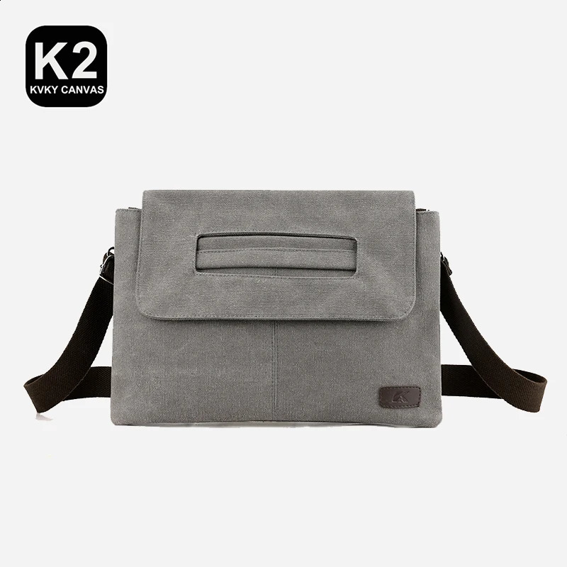 KVKY Men Business Messenger Bags For Men Shoulder Bag Vintage Canvas Crossbody Pack Retro Casual Office Travel Flap Square Bag 250318