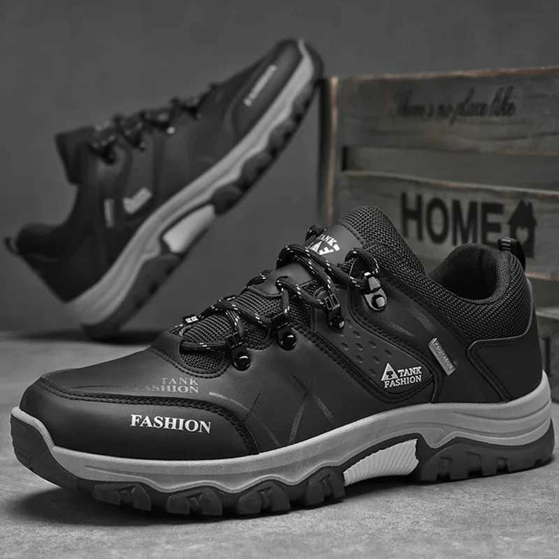 Mens casual shoes hot selling leather waterproof work shoes thick sole comfortable low cut new mens walking shoes Z250319