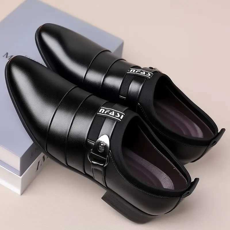 Mens casual leather spring autumn Pointed Toe dress shoes mens official high-quality Fi party legal setXJ250319
