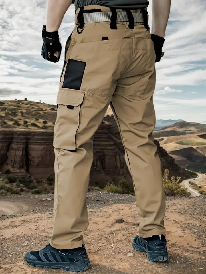 2025 Outdoor Tactical Pants Mens City Work Goods Trouser SpringSummer Waterproof Multi Pocket Hiking Training Bag 250319