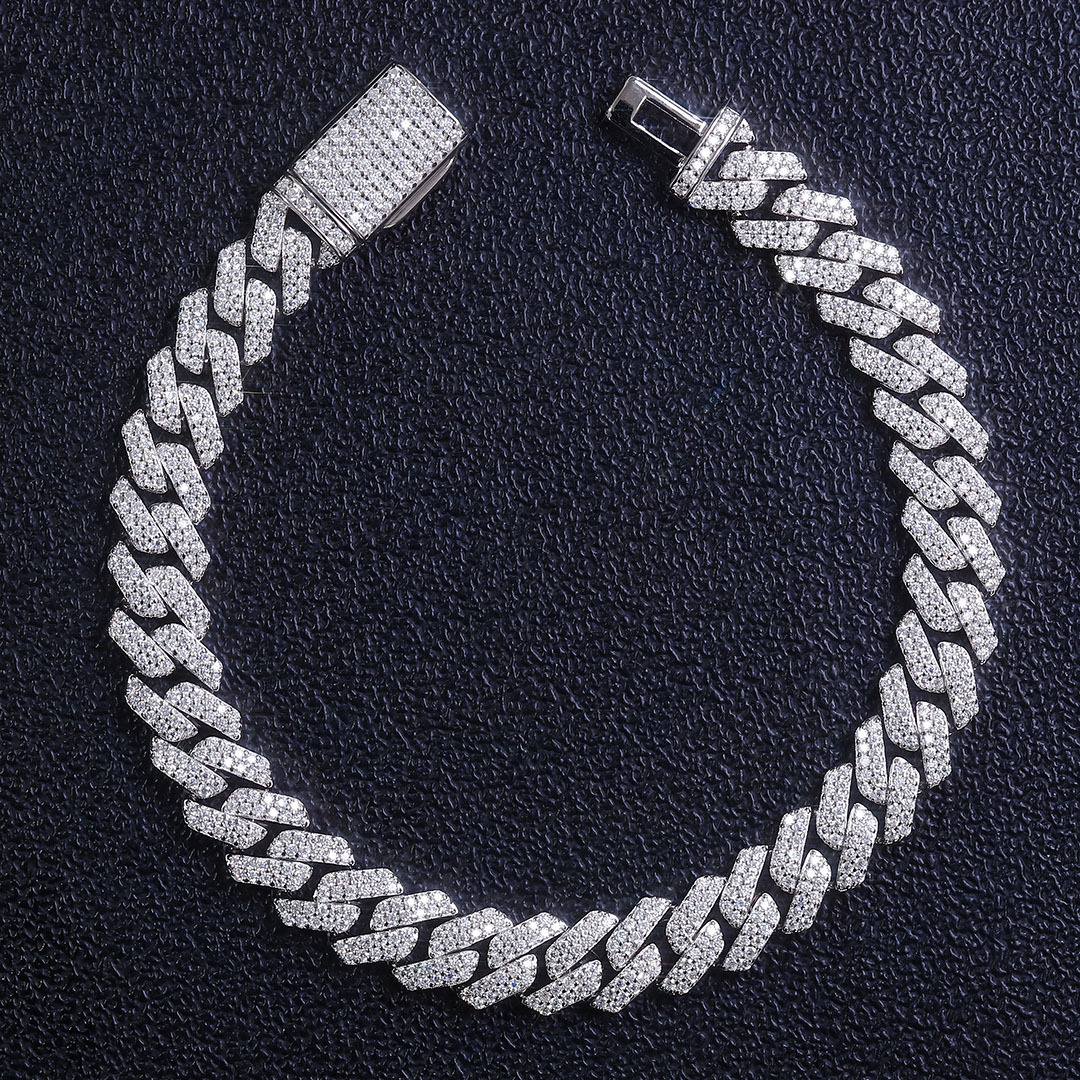 Wholesale 12MM Moissanite k Chain Necklace Hip Hop Style Iced Out Vvs Dia Sier Cuban Bracelet Fine Jewelry