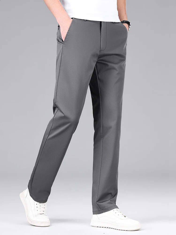 Loose Casual Mens Pants Fashion Straight Comfortable Business Solid Color Classic Male Work Trousers 250311