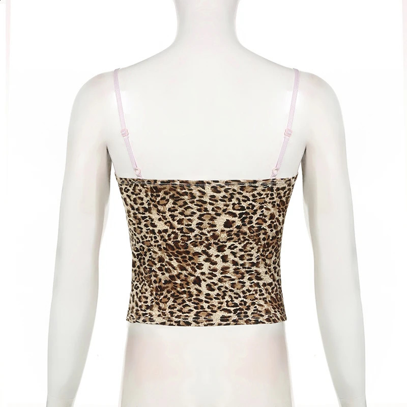 BIKPIIK Sweet Lace Leopard Camisole Contrast Girls Tank Tops Fashion Casual Slim Fit Vests All match Y2K Summer Set 250319