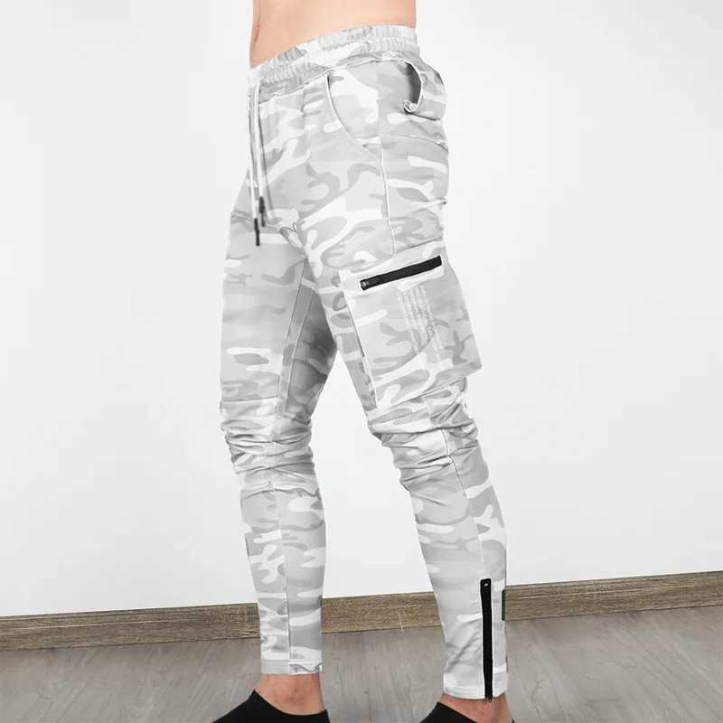 Gym Mens Versatile Multi-Pocket Workout Cargo Pants Camouflage Cotton Training Sweatpants Fitness Casual Trousers Track Pants X250319