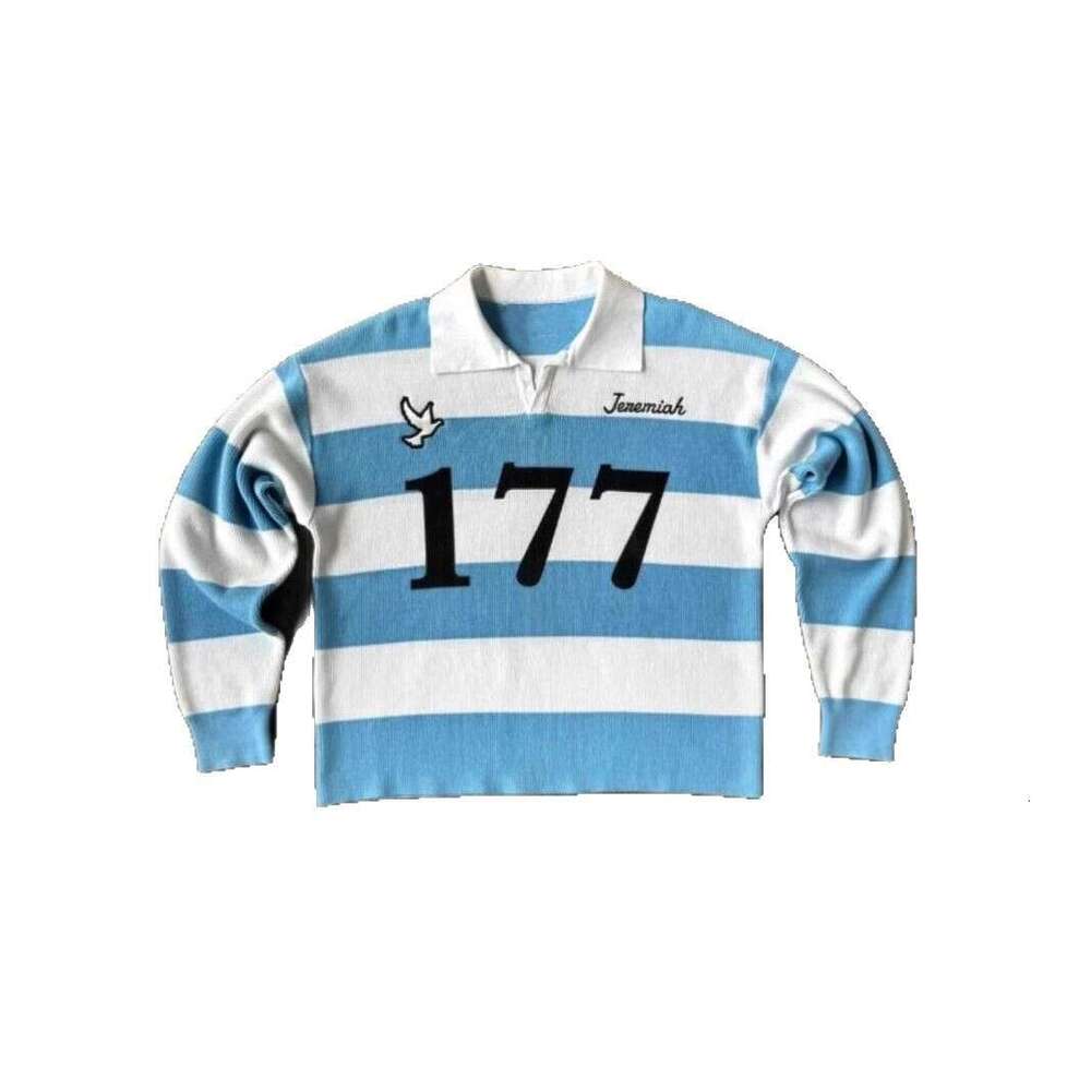 New fashion trend printed high hip-hop street blue pattern men's and women's pullover top