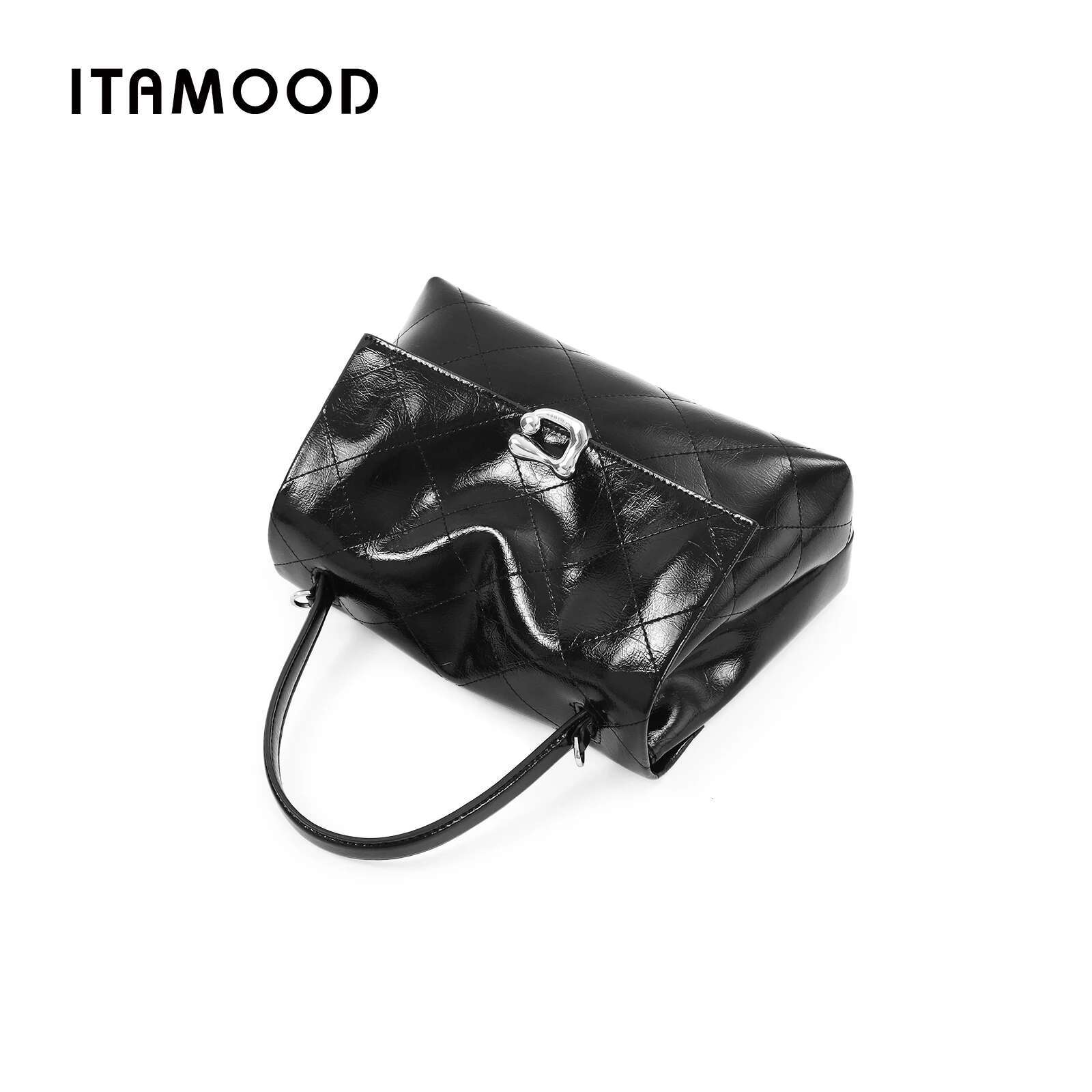 ITAMOOD Messenger Textured Work Commuting Large Capacity Leisure Handbag Genuine Leather Retro Tote Bag