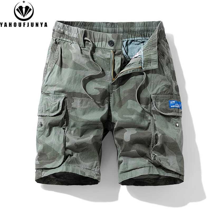 New Men Summer Outdoor Leisure Camouflage Comfortable Shorts Men Elastic Waist Loose Straight High-Quality Design Shorts Male W250319