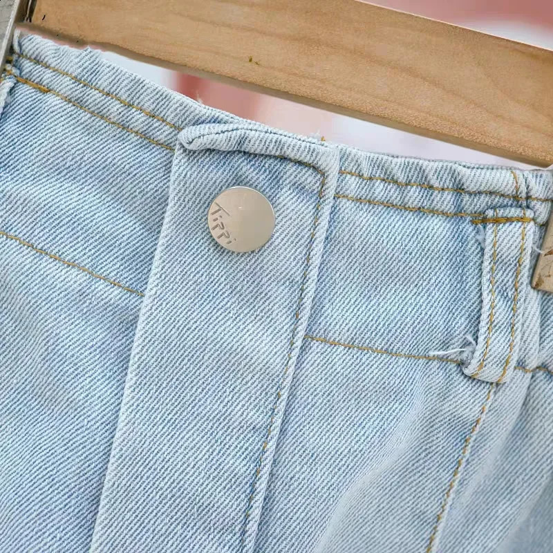 Girls Straight Lace Jeans Summer Childrens Versatile Wide Leg Shorts Sweet Casual Pants Fashion Girl Jeans Clothes 250319