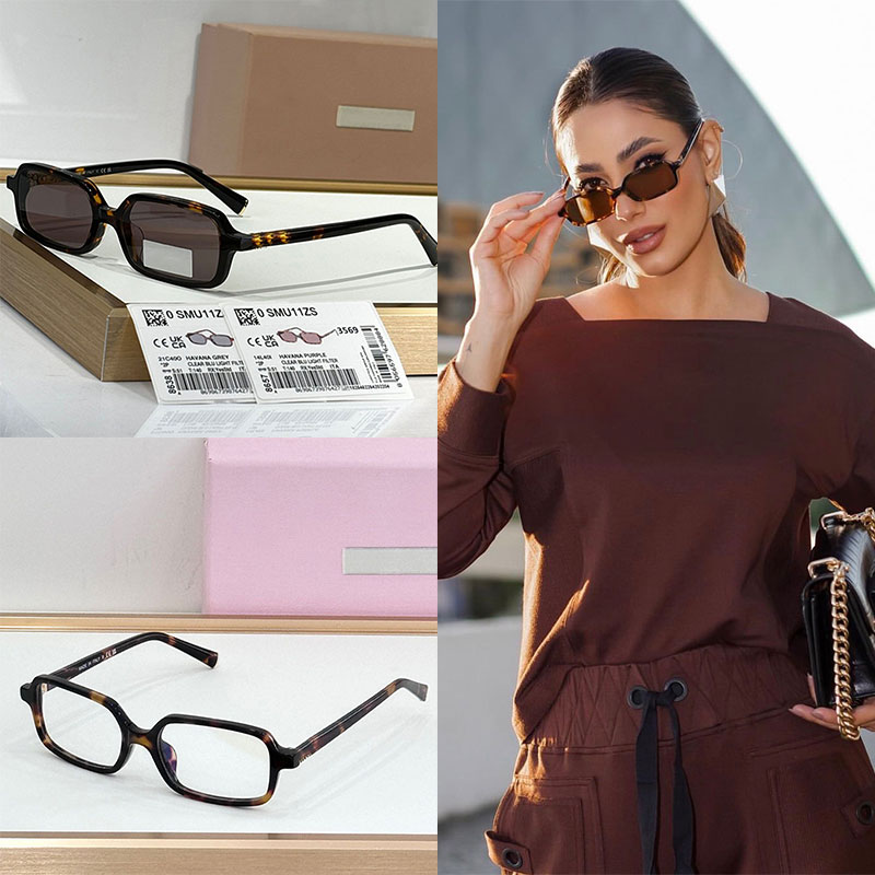 Lady Regal Sunglasses Designer Rectangular Acetate Frame Ultra Thin Narrow Frame Fashionable Exquisite Rectangular Sunglasses SMU11zs