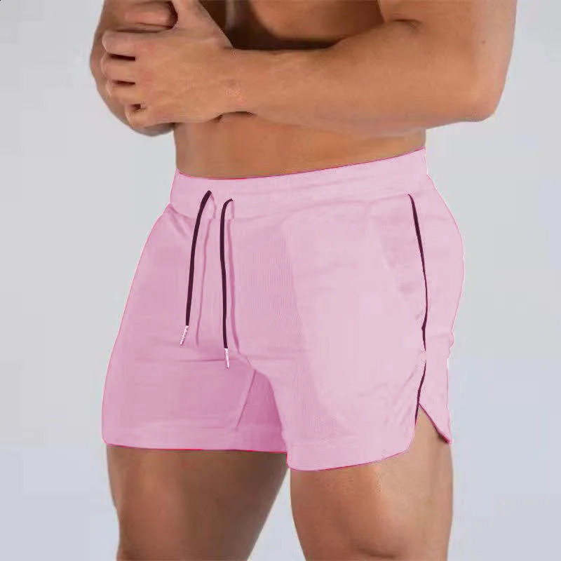 Muscle Big Size Solid Color Sports Shorts Mens Quick Dry Marathon Running Three Thirds Fitness Beach Pants Mesh 250312